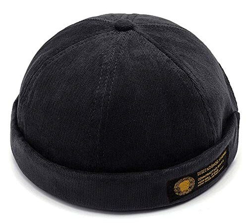 YAMEE Bob Homme Docker Bonnet Femme Casquette Neuf Urban Style Bord Roulé rétro Travailleur Marin Unique Street décontracté Brimless Chapeau (One Size 56-58cm)