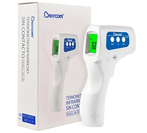 Berrcom Thermomètre Frontal Adulte, Thermomètre Médicale Bébé, Thermomètre Infrarouge sans Contact pour Enfants avec Avertissement de Fièvre, Écran LCD, Fonction Mémoire