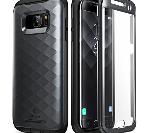 Clayco Coque pour Galaxy S7 Edge, [Série Hera] Coque intégrale Robuste avec Protecteur d'écran intégré pour Samsung Galaxy S7 Edge (Version 2016) (Noir)