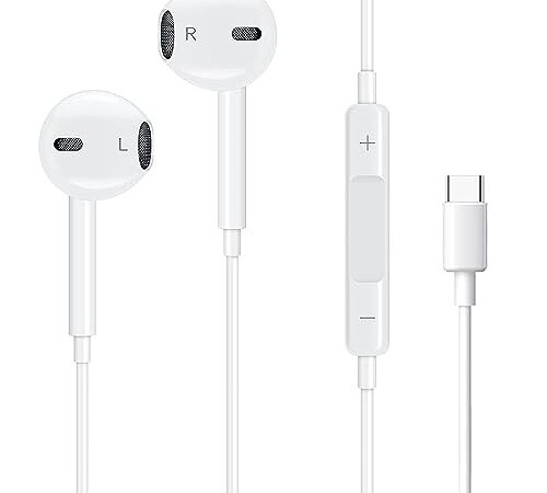 Écouteurs USB C pour Samsung S23 S22 S21 S20,HiFi Stéréo Magnétique Sound Auriculaires Headphones avec Micro et contrôle du Volume pour Samsung,Huawei P50 P40 P30 Pro,iPad Pro 2022,Google Pixel 7 6 5