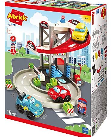 Jouets Ecoiffier - 3011 - Garage - 3 Véhicules + 1 Personnage - Abrick - Dès 18 Mois - Fabriqué en France