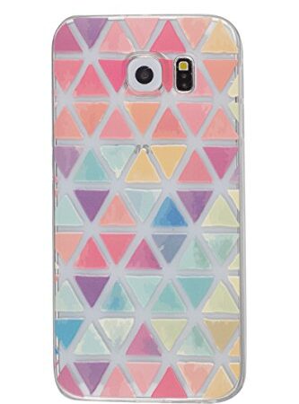 NOVAGO Coque Compatible Samsung Galaxy S6 Coque en Gel Souple et résistant avec Impression Fantaisie (Triangles)