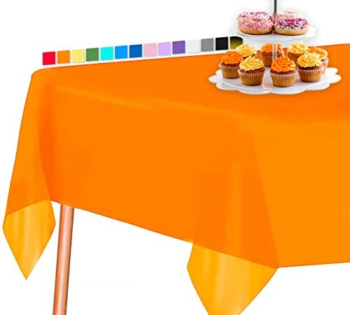 PartyWoo Nappe de Table rectangulaire, Orange, 137 x 274 cm, Nappe de fête rectangulaire, Lavable, Nappe de Table, Nappe imperméable, décoration de Table de Noël (1 pièce)