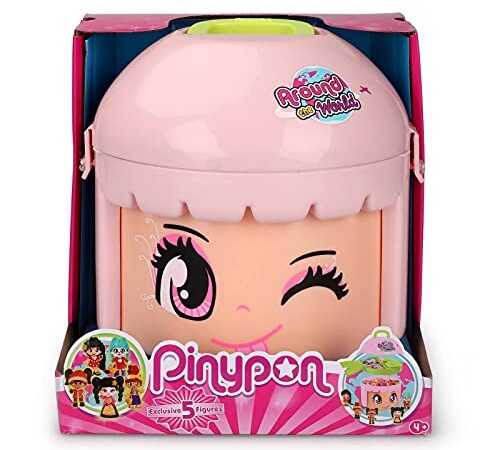 Pinypon - Édition limitée Pinypon du Monde, 5 figurines de différents pays, inclus plateau, compartiment pour ranger accessoires et poupée, fascilement transportable