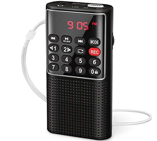 PRUNUS J-328 Petite Radio Portable, Radio FM, Radio Portable Rechargeable avec Fonction d'enregistrement, Supporte MP3 / TF/AUX