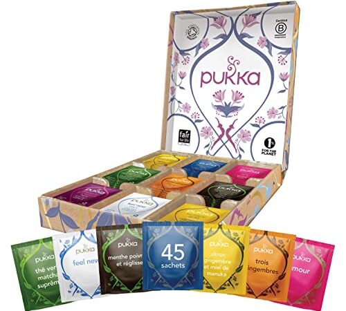 Pukka Coffret Cadeau Noel Sélection, Assortiment de 9 Thés Et Infusions Biologiques, 100% Bio, 45 sachets Tisanes, Idée Cadeau Femme & Homme