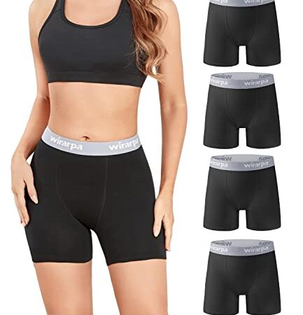 wirarpa Short Cycliste Femme Panty Anti Frottement Shorty Coton Legging Court Boxer Caleçon 5,5 "Inseam Lot de 4 Noir Taille M