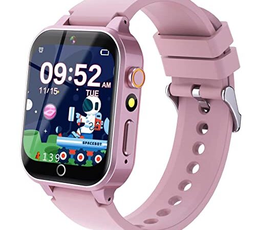 YEDASAH Montre Intelligente Enfants 26 Jeux - HD Caméra & Lecteur Vidéo, Musique MP3, Contrôle Parental, 13 Réveil, Podomètre, IP68 étanche Smart Watches Filles 4-10 Ys(Rose)