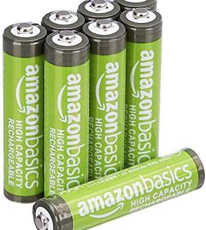 Amazon Basics Piles Rechargeables AAA Haute capacité, 850 mAh, pré-chargées, Lot de 8