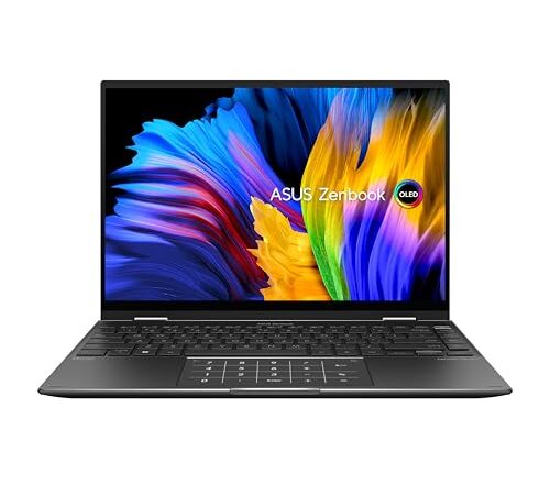 ASUS Zenbook 14 Flip OLED UN5401QA-KN160W Ordinateur Portable Convertible 360° Ecran 14'' 2,8K OLED Tactile (AMD Ryzen 9 5900HX, 16Go RAM, 1TB SSD) Windows 11 Home Clavier AZERTY Français