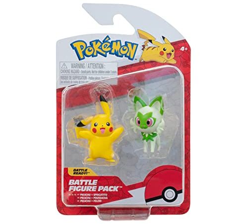 Bizak Pokemon Lot de 2 Figurines avec Grand Niveau de détail Sprigatito + Pikachu (63223355)