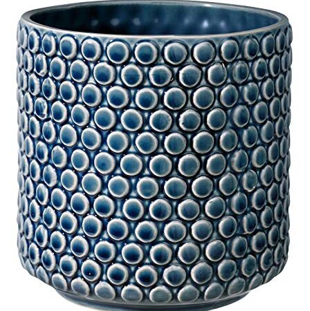 Bloomingville Pot de fleur Dot - Pots de Fleurs décoratifs Couleur pour intérieur Style rétro créatif M (15,5 cm ø), couleur pétrole, Céramique