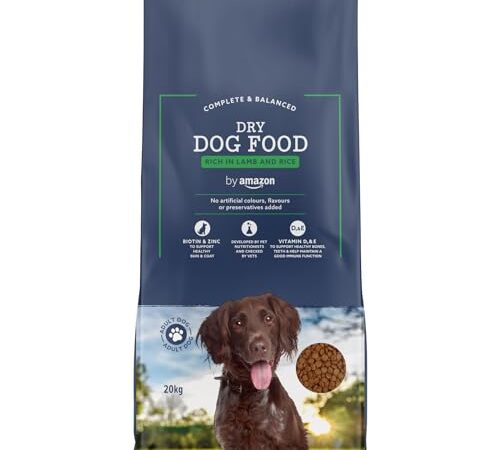 by Amazon - Croquettes complètes pour chien adulte, riche en agneau et riz, 1 lot de 20kg