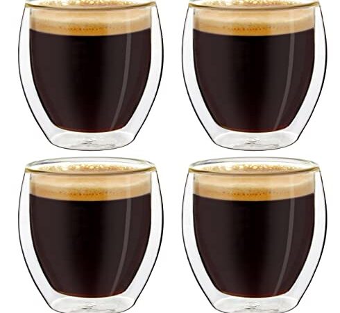 Creano Ensemble de 4 Verres à Espresso à Double Paroi, Verres Thermiques à Effet Flottant | 100ml