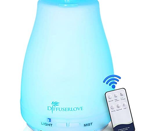 Diffuserlove Diffuseurs d'Huiles Essentielles Electrique 200Ml Humidificateurs à Diffuseur d'Aromathérapie avec 7 Lumières De Couleur Et Arrêt Automatique sans Eau pour Chambre Bureau Cuisine