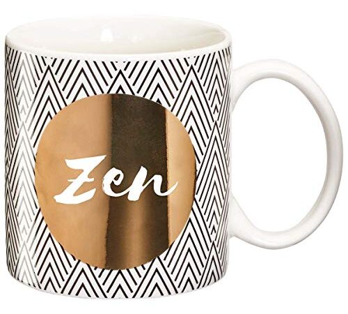 DRAEGER PARIS | Mug Black & Gold porcelaine fine "Zen" | Mug original Idée Cadeau Réveil en douceur, Réveil en cours, Détente, Pause café |Tasse humour avec coffret Cadeau