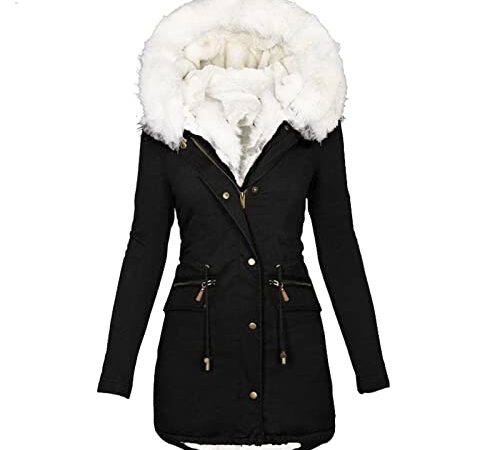 ESSUE Veste Chaude d'Hiver pour Femmes Manteau à Capuche Hiver éPaissir Parka Polaire Chaude en Peluche Blousons Avec Fermeture à Glissière et Bouton Doudoune S-3XL