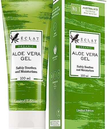 Gel à l’Aloe Vera Bio - Naturel - Non Dilué - Vrai Gel D’Aloe Barbadensis - Cultivé à la Main et Pressés à Froid en Australie - Approuvé par des Dermatologues