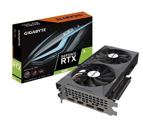 Gigabyte NVIDIA GeForce RTX 3060 EAGLE OC V2 Carte graphique - 12GB GDDR6, 192-bit, PCI-E 4.0, 1807MHz Core Clock, RGB, 2x DP 1.4, 2 x HDMI 2.1, NVIDIA Ampere - GV-N3060EAGLE OC-12GD