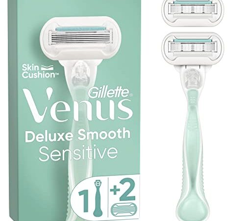 Gillette Venus Deluxe Smooth Sensitive, Pour Femme, 1 Manche, 2 Recharges De Lames, À 5 Lames