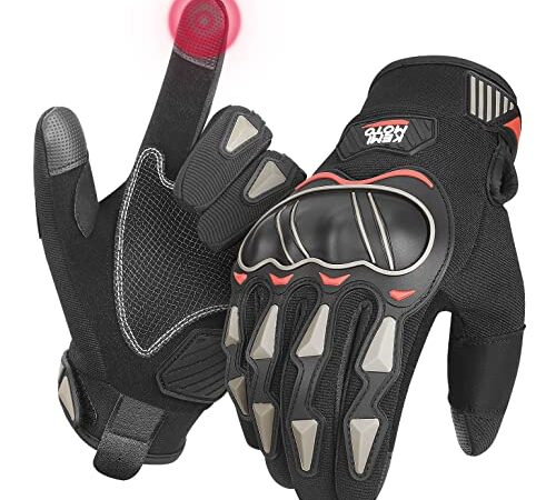 KEMIMOTO Gants de Moto Homologués CE 2KP, Gant Tactique Militaire Respirant à écran Tactile Plein-Doigt pour la Course de Moto, Gants Scooter Anti-Glissant, Gants Moto Scooter pour Femme et Homme