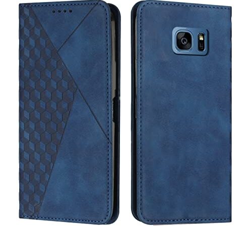 KOUYI Coque pour Samsung Galaxy S7, Premium Flip Housse Étui Protection Rabat Clapet Portefeuille Phone Cover Magnétique [Porte Cartes] Antichoc Béquille Cover (Bleu)