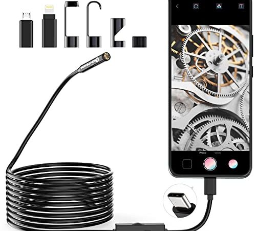 Lightswim Caméra d'inspection de Serpent Endoscope 1920P, Endoscope Type C, caméra de portée avec 8 lumières LED pour Smartphone Android et iOS, iPhone, iPad, Samsung (16,5 FT/5M)