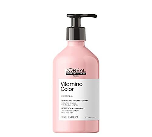 L'Oréal Professionnel, Shampoing Fixateur de couleur, Cheveux & Mèches Colorées en Manque d'Éclat, Soin Antioxydant, Ravive & Protège la Couleur, Vitamino Color, Serie Expert, 500ml