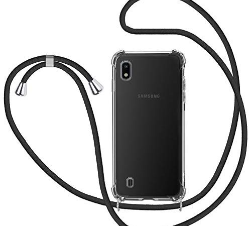 MICASE Collier pour Samsung Galaxy A10 Coque, Étui pour Téléphone avec Cordon Transparente TPU Bumper Lanyard Case Tour de Cou Chaîne Cordon Lanière Housse Etui pour Samsung Galaxy A10 - Noir