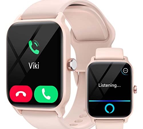 Montre Connectée Femme avec Appel Bluetooth, Alexa intégrée 1.8" Smartwatch Moniteur de SpO2 Fréquence Cardiaque Sommeil 100 Sport Podometre Calories Etanche IP68 pour Android iOS