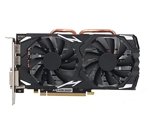 Okuyonic Carte Graphique de Jeu RX580, Carte Graphique GDDR5 256BIT Double Ventilateur Haute résolution Plug and Play 8 Go pour Windows 10 11 pour Linux(RX580 8 Go GDDR5 256BIT)