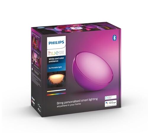 Philips Hue Go Lampe portable connectée White and Color Compatible Bluetooth, fonctionne avec Alexa, Google Assistant et Apple Homekit