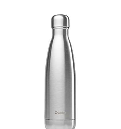 Qwetch - Bouteille Isotherme - Gourde Nomade Inox - 24h Froid et 12h Chaud - Etanche, Sans BPA & Réutilisable - Gourde isotherme pour Sport, Voyage, Bureau, Randonnée - Inox Brossé - 500 ml