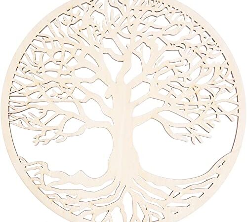 TSKDKIT Décoration Murale Arbre Vie en Bois Décoration Murale en Bois Arbre de Vie Décoration Murale en Bois Sculpture Murale en Bois pour la Maison (28 cm)