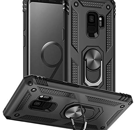 Yiakeng Coque pour Samsung Galaxy S9, Silicone Antichoc Défense Bumper Armure Housse Etui pour Samsung Galaxy S9 (Noir)