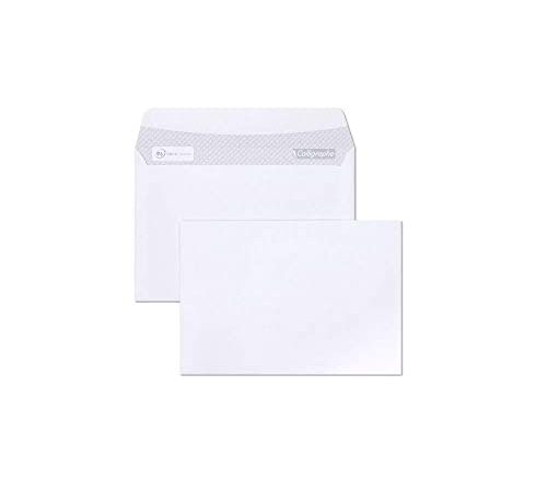 Calligraphe (gamme correspondance Clairefontaine) 5666C - Paquet de 100 Enveloppes Blanches C6-114x162mm - Auto-Adhésives - 80g/m²