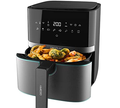 Cecotec Friteuse sans Huile 5,5 L Cecofry Full InoxBlack Pro 5500. 1600 W, Diététique, Numérique avec Finitions en Acier inoxydable, 5,5 L de capacité et technologie PerfectCook