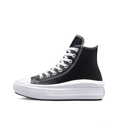 CONVERSE Femme Chuck Taylor All Star Move Platform FOUNDATIONAL Leather Sneaker, Black White White White, 37 EU