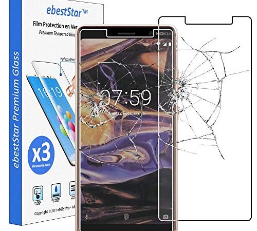 ebestStar - Pack x3 Verre trempé Compatible avec Nokia Nokia 7 Plus Film Protection Ecran Vitre Protecteur Anti Casse, Anti-Rayure, Pose sans Bulles [Appareil: 158.4 x 75.6 x 8mm, 6.0'']