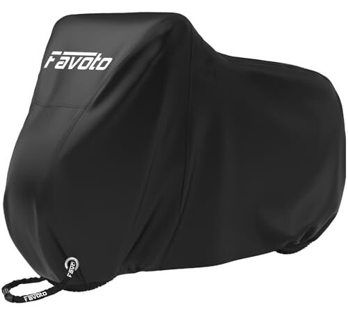 Favoto Housse de vélo pour 2 vélos étanche 190T - Rangement extérieur - Protection UV - Coupe-vent - Anti-poussière - Avec trou de verrouillage - Pour VTT et vélo de route