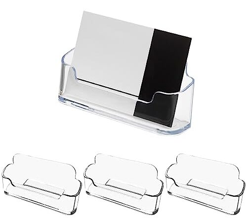 Fezf 4 Pièces Porte-cartes de Visite Porte-cartes de Visite de Bureau Présentoir Porte-cartes de Visite en Plastique Transparent Affichage Porte-cartes de Visite Maison et Bureau