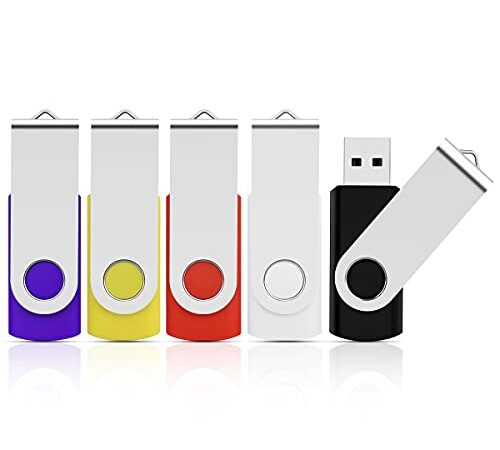 KOOTION Cle USB 64 Go Lot 5 Clé USB 2.0 Flash Drive, Clef USB 64go avec Stockage Disque Mémoire Stick pour Ordinateurs Windows, PC, Mac (Bleu Noir Rouge Blanc Jaune)