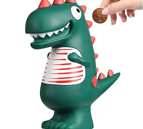 LEcylankEr Tirelire Originale Dinosaure,Tirelire Vert T-Rex Dinosaure pour Enfants, Décoration de Chambre,Cadeau pour Garçon ou Fille (Petit)