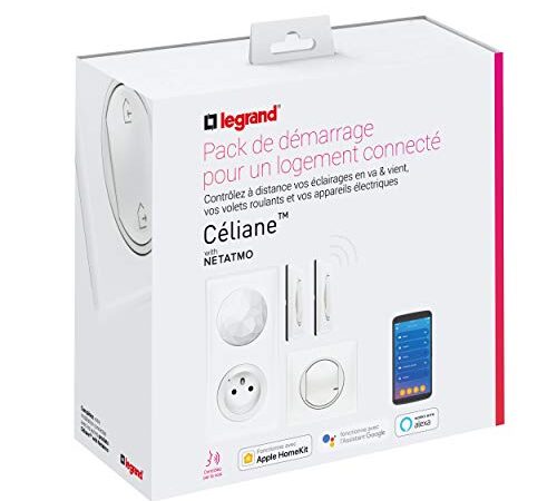 Legrand - Kit de démarrage pour connecter une première pièce avec 4 produits Céliane with Netatmo avec plaque Laqué Blanc