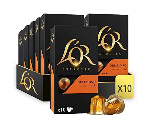 L'Or Espresso Café - 100 Capsules Delizioso Intensité 5 - compatibles Nespresso®* 10 Paquets de 10 Capsules