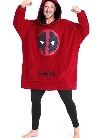 Marvel Pull Plaid Homme, Sweat Oversize en Polaire (Rouge/Noir)