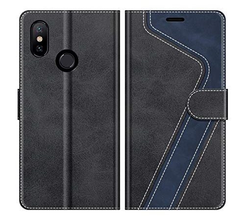 MOBESV Coque pour Xiaomi Mi A2, Housse en Cuir Xiaomi Mi A2, Étui Téléphone Xiaomi Mi A2 Magnétique Etui Housse pour Xiaomi Mi A2, Élégant Noir