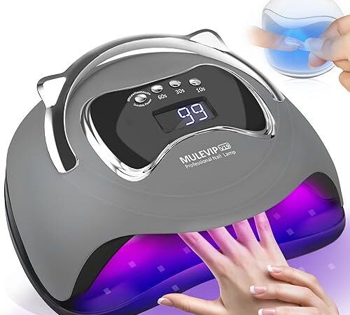 MULEVIP Lampe UV Ongles Gel 180W Lampe UV Lampe LED Ongle,Lampe UV LED Machine UV Led pour Ongles 4 Minuteries 10s/30s/60s/99s, avec Mini Lampe UV Ongles Gel,Base Amovible, pour Toutes Les Gels