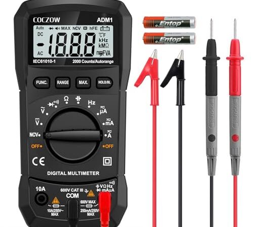 Multimètre numériques à plage automatique, testeurs de tension AC/DC avec mesures de résistance, continuité, capacité, fréquence et diode, NCV et détection de tension sans contact, et plus encore.