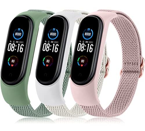 Oumida 3 Pièces Bracelet pour Xiaomi Mi Band 6/Mi Band 5/Mi Band 4/Mi Band 3, Bracelet Élastique Réglable pour Amazfit Band 5/Xiaomi Mi Band 6/Mi Band 5/Mi Band 4/Mi Band 3 (PackB)